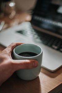 Preview wallpaper hand, cup, coffee, drink, blur