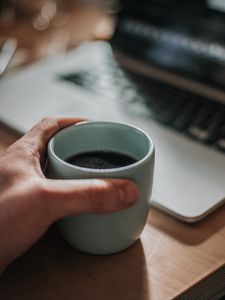 Preview wallpaper hand, cup, coffee, drink, blur