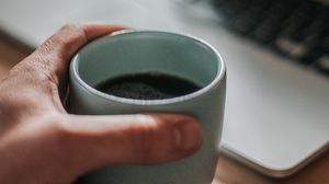 Preview wallpaper hand, cup, coffee, drink, blur