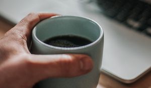 Preview wallpaper hand, cup, coffee, drink, blur