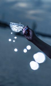 Preview wallpaper hand, cup, garland, light, glare