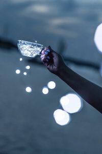 Preview wallpaper hand, cup, garland, light, glare