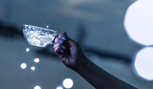 Preview wallpaper hand, cup, garland, light, glare