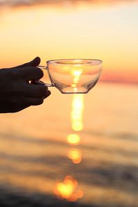 Preview wallpaper hand, cup, sunset, sun