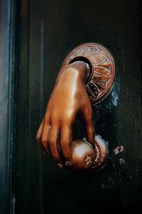 Preview wallpaper hand, door handle, bronze, metal, door