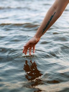 Preview wallpaper hand, drops, tattoo, water, ripples