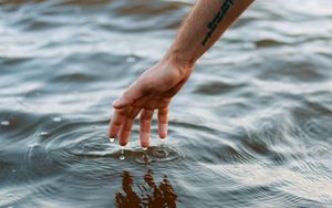 Preview wallpaper hand, drops, tattoo, water, ripples