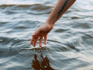 Preview wallpaper hand, drops, tattoo, water, ripples