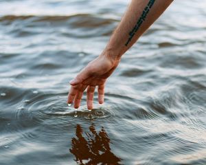 Preview wallpaper hand, drops, tattoo, water, ripples