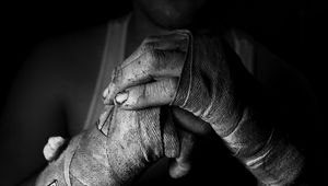 Preview wallpaper hand, fighter, bandages, bw