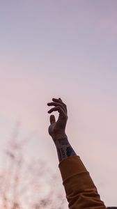 Preview wallpaper hand, fingers, tattoo, sky