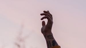 Preview wallpaper hand, fingers, tattoo, sky