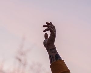 Preview wallpaper hand, fingers, tattoo, sky