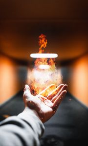 Preview wallpaper hand, fire, flame, sparks, magic