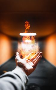 Preview wallpaper hand, fire, flame, sparks, magic