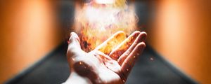 Preview wallpaper hand, fire, flame, sparks, magic