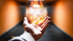 Preview wallpaper hand, fire, flame, sparks, magic
