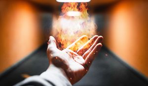 Preview wallpaper hand, fire, flame, sparks, magic