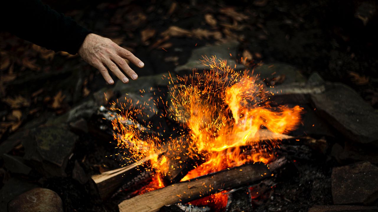 Wallpaper hand, fire, sparks, bonfire