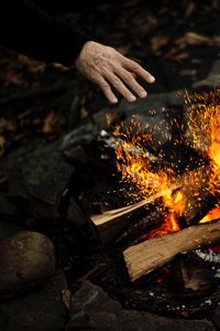 Preview wallpaper hand, fire, sparks, bonfire