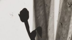 Preview wallpaper hand, flower, shadow, wall, rough, black and white