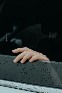 Preview wallpaper hand, glass, fingers, drops, wet, car