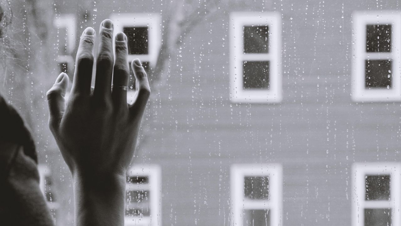 Wallpaper hand, glass, rain, melancholy, sadness, gloom