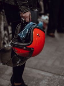 Preview wallpaper hand, helmet, motorcyclist, girl