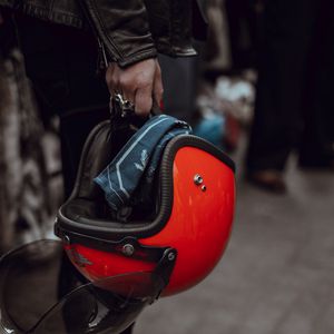 Preview wallpaper hand, helmet, motorcyclist, girl