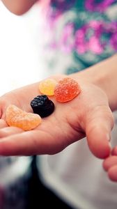Preview wallpaper hand, jellies, candies