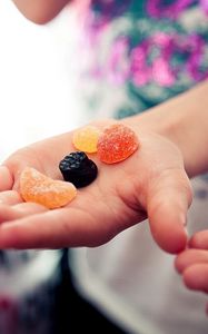 Preview wallpaper hand, jellies, candies