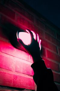 Preview wallpaper hand, lantern, neon, wall, pink, light