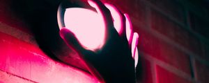 Preview wallpaper hand, lantern, neon, wall, pink, light