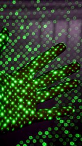 Preview wallpaper hand, light, green, circles