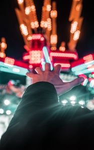 Preview wallpaper hand, light, lights, neon, glare