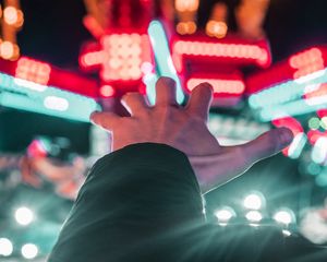 Preview wallpaper hand, light, lights, neon, glare