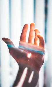 Preview wallpaper hand, light, rainbow, palm, fingers