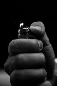 Preview wallpaper hand, lighter, bw, sparks