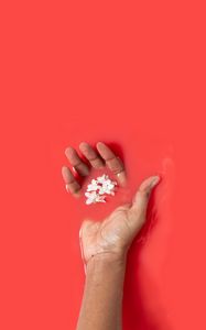 Preview wallpaper hand, liquid, flowers, red