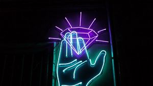 Preview wallpaper hand, neon, diamond, backlight