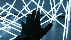 Preview wallpaper hand, neon, installation, light