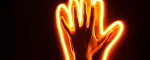 Preview wallpaper hand, neon, light, glow, dark