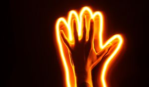 Preview wallpaper hand, neon, light, glow, dark