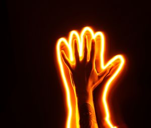 Preview wallpaper hand, neon, light, glow, dark