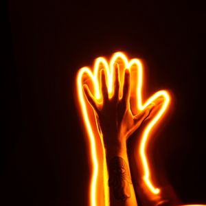 Preview wallpaper hand, neon, light, glow, dark