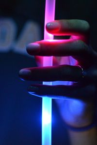 Preview wallpaper hand, neon, light, purple, dark