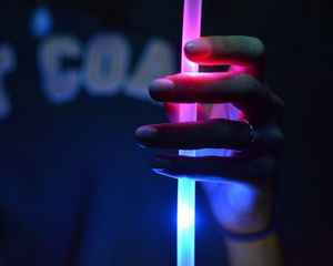 Preview wallpaper hand, neon, light, purple, dark