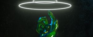 Preview wallpaper hand, neon, rings, glow, touch, 3d