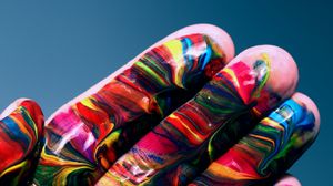 Preview wallpaper hand, paint, multicolored, abstract