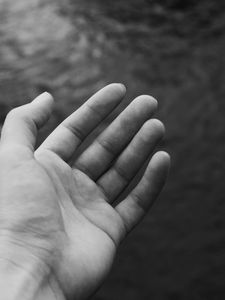 Preview wallpaper hand, palm, bw, fingers